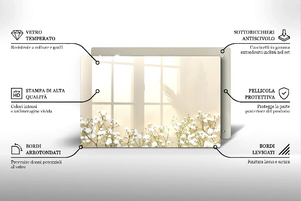 Tűzhelyvédő üveglap Gipsz boho virágok