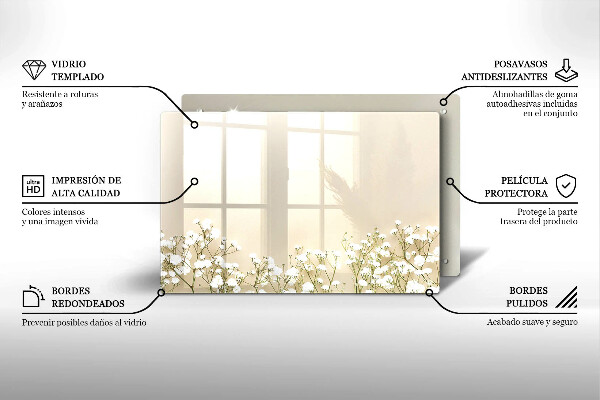 Tűzhelyvédő üveglap Gipsz boho virágok