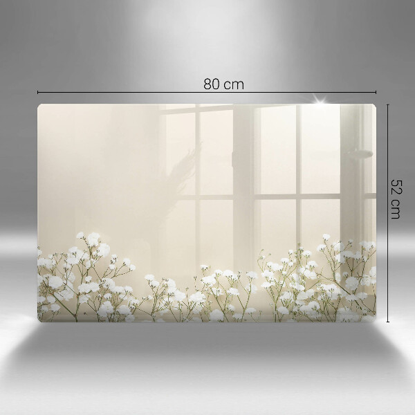 Tűzhelyvédő üveglap Gipsz boho virágok