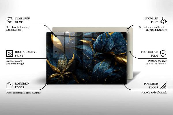 Tűzhelyvédő üveglap Dekoratív levelek arannyal