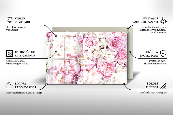 Tűzhelyvédő üveglap Bazsarózsa csokor