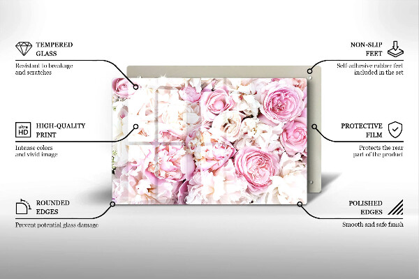 Tűzhelyvédő üveglap Bazsarózsa csokor