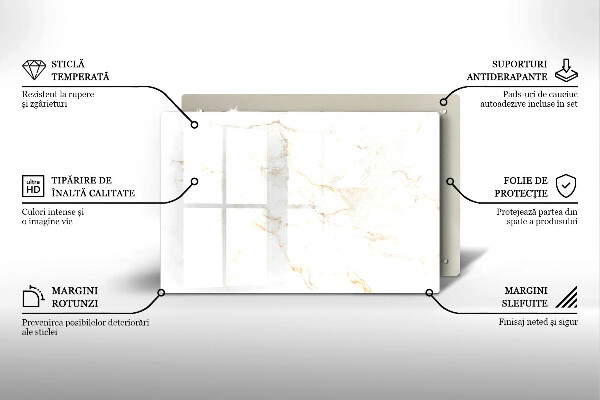 Tűzhelyvédő üveglap Elegáns márvány kő