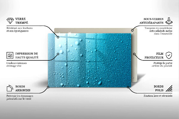 Tűzhelyvédő üveglap Vízcseppek