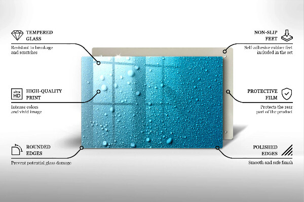 Tűzhelyvédő üveglap Vízcseppek