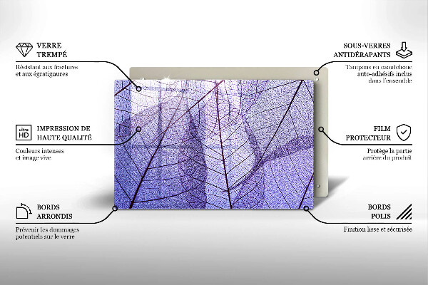 Tűzhelyvédő üveglap Levelek erekkel