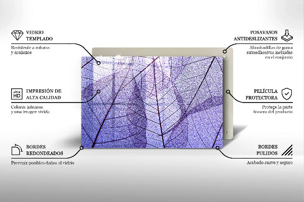 Tűzhelyvédő üveglap Levelek erekkel