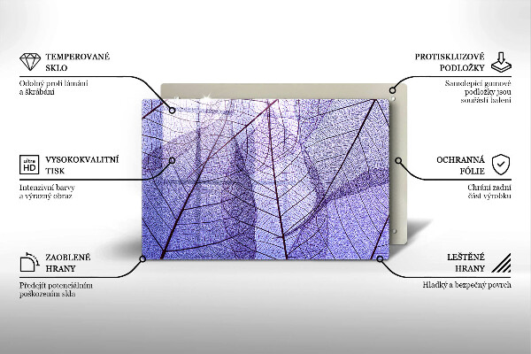 Tűzhelyvédő üveglap Levelek erekkel