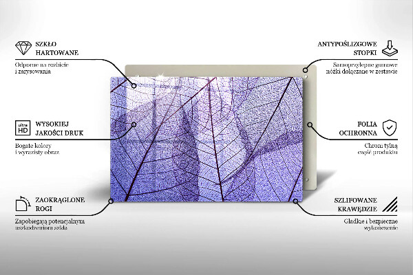 Tűzhelyvédő üveglap Levelek erekkel