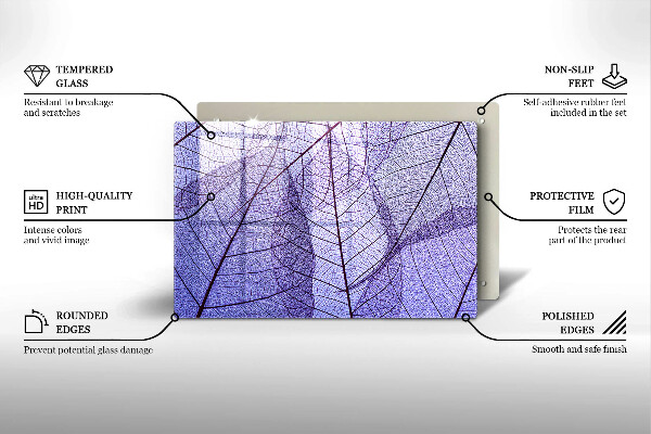 Tűzhelyvédő üveglap Levelek erekkel