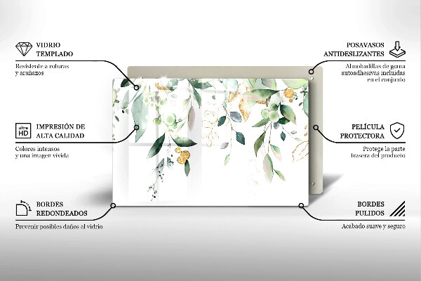 Tűzhelyvédő üveglap Akvarell levelek