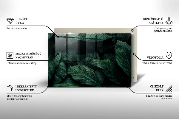 Főzőlap védő üveglap Sötét levelek