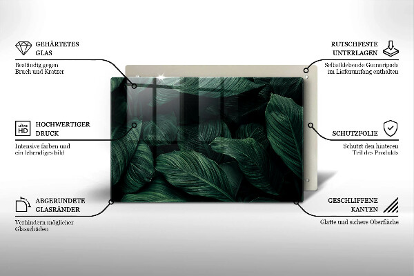 Főzőlap védő üveglap Sötét levelek