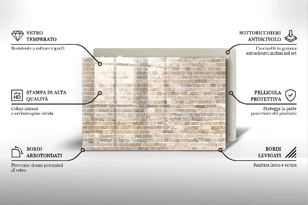 Főzőlap védő üveglap Világos téglafal