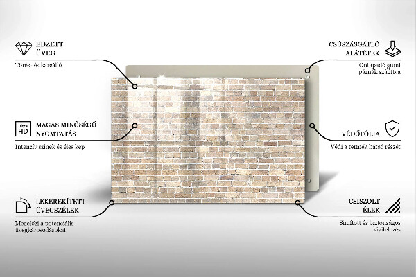 Főzőlap védő üveglap Világos téglafal