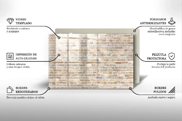 Főzőlap védő üveglap Világos téglafal