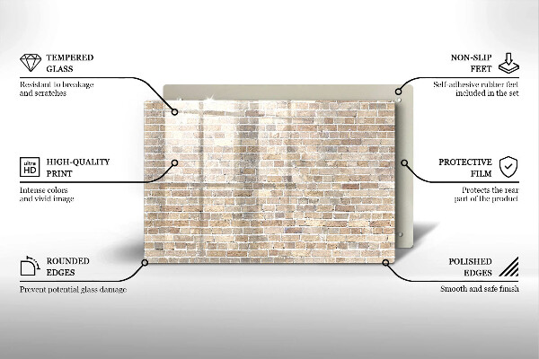 Főzőlap védő üveglap Világos téglafal