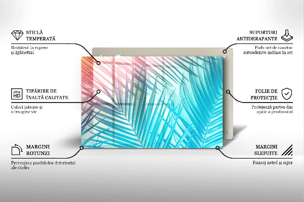 Főzőlap védő üveglap Pasztell levelek