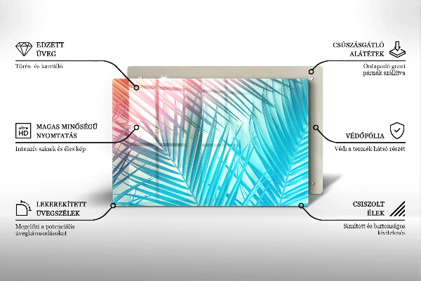 Főzőlap védő üveglap Pasztell levelek