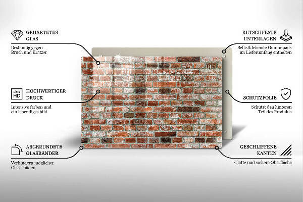 Főzőlap védő üveglap Régi téglafal