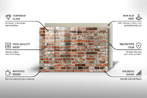 Főzőlap védő üveglap Régi téglafal