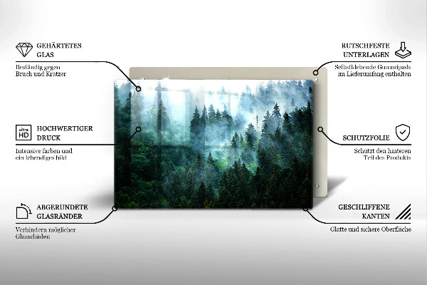 Főzőlap védő üveglap Erdő a ködben