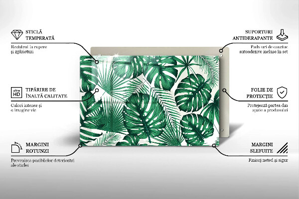 Főzőlap védő üveglap Monstera levelek