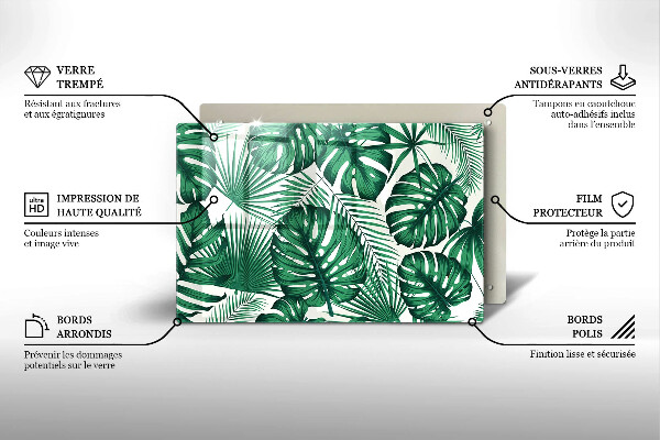 Főzőlap védő üveglap Monstera levelek