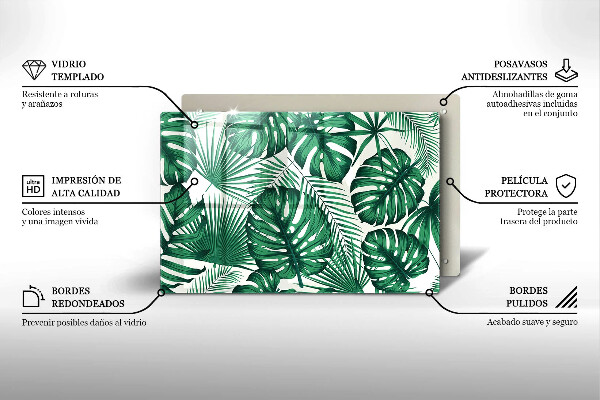 Főzőlap védő üveglap Monstera levelek