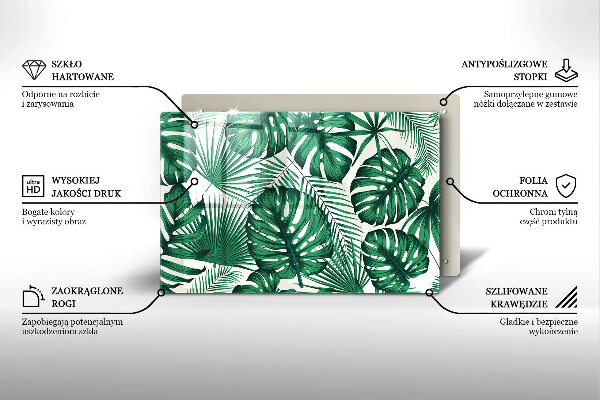 Főzőlap védő üveglap Monstera levelek