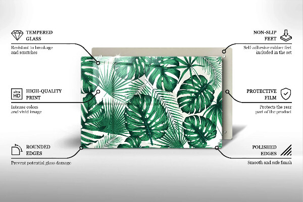 Főzőlap védő üveglap Monstera levelek