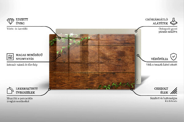 Főzőlap védő üveglap Fa táblák és levelek