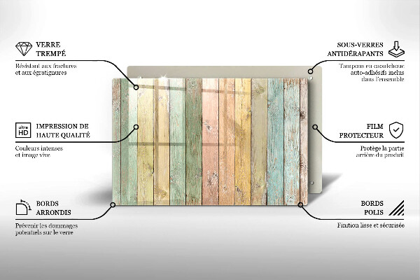 Főzőlap védő üveglap Színes vintage táblák