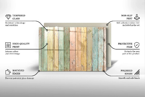 Főzőlap védő üveglap Színes vintage táblák