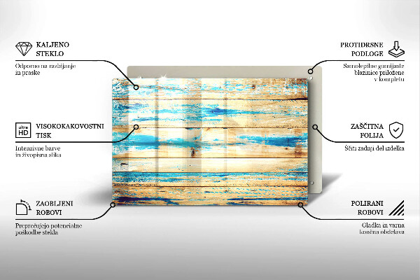 Főzőlap védő üveglap Retro fa táblák