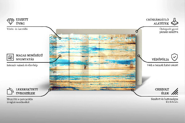 Főzőlap védő üveglap Retro fa táblák