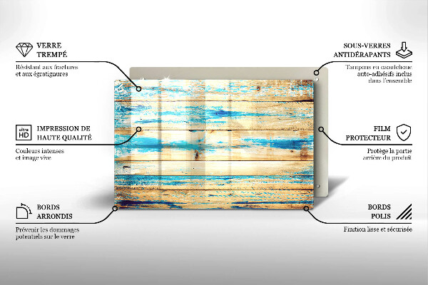 Főzőlap védő üveglap Retro fa táblák
