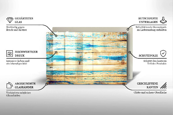 Főzőlap védő üveglap Retro fa táblák