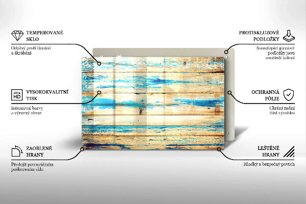 Főzőlap védő üveglap Retro fa táblák