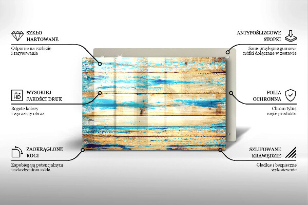 Főzőlap védő üveglap Retro fa táblák
