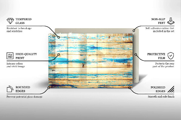 Főzőlap védő üveglap Retro fa táblák