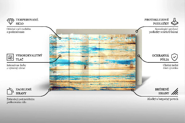 Főzőlap védő üveglap Retro fa táblák