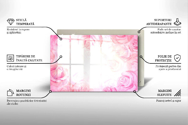 Főzőlap védő üveglap Finom rózsák háttér