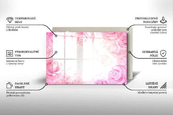 Főzőlap védő üveglap Finom rózsák háttér