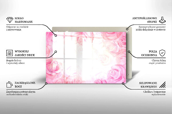 Főzőlap védő üveglap Finom rózsák háttér