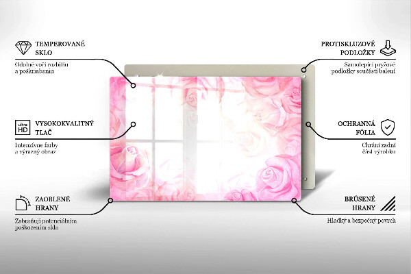 Főzőlap védő üveglap Finom rózsák háttér