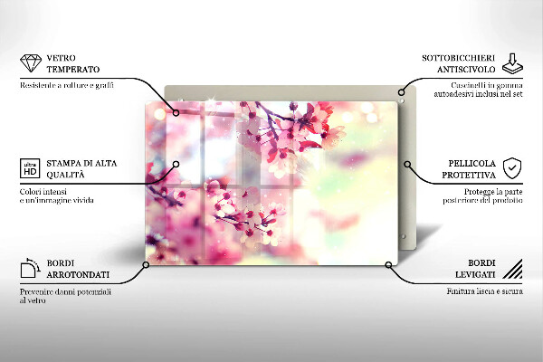 Főzőlap védő üveglap Természet alma virágok