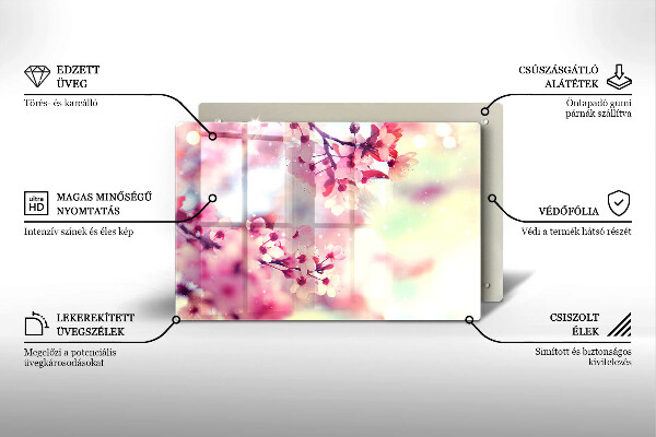 Főzőlap védő üveglap Természet alma virágok