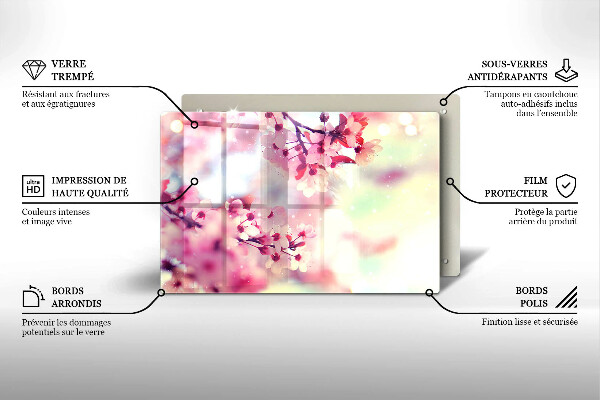 Főzőlap védő üveglap Természet alma virágok