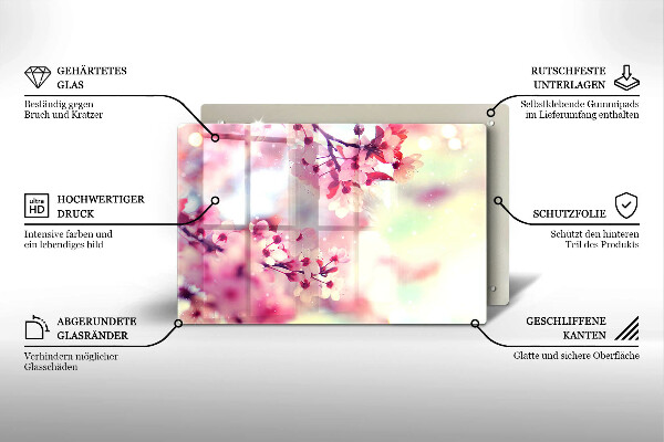 Főzőlap védő üveglap Természet alma virágok